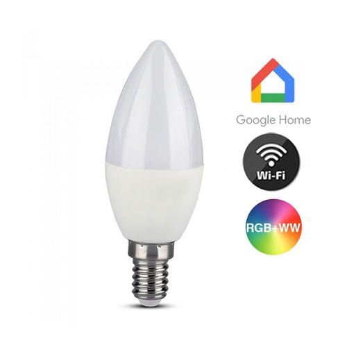 V-Tac 5W Smart Home LED pære - Tuya/Smart Life, virker med Google Home, Alexa og smartphones, E14