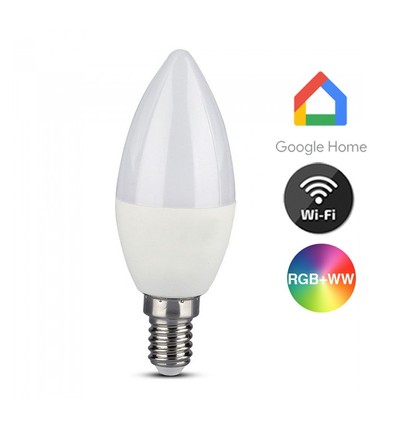 V-Tac 5W Smart Home LED pære - Tuya/Smart Life, virker med Google Home, Alexa og smartphones, E14