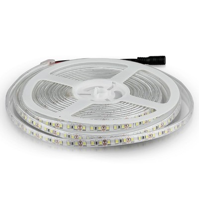 V-Tac 7,2W/m stænktæt LED strip - 5m, 120 LED pr. meter - Kulør : Varm