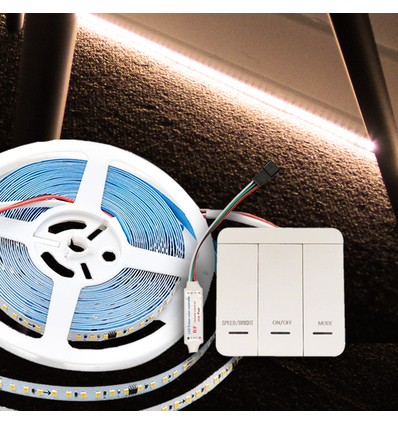 V-Tac 10W/m LED strip IC løbelys - 10m, løbelys, inkl kontroller, 120 LED pr. meter, 24V