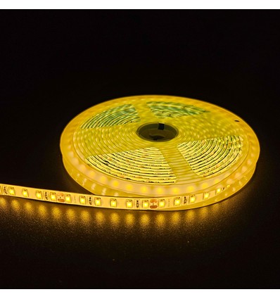 Gul 10W/m LED strip - 5m, 120 LED pr. meter, 24V, IP65