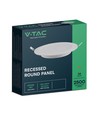 V-Tac 24W LED indbygningspanel - Hul: Ø28 cm, Mål: Ø29,6 cm, 230V