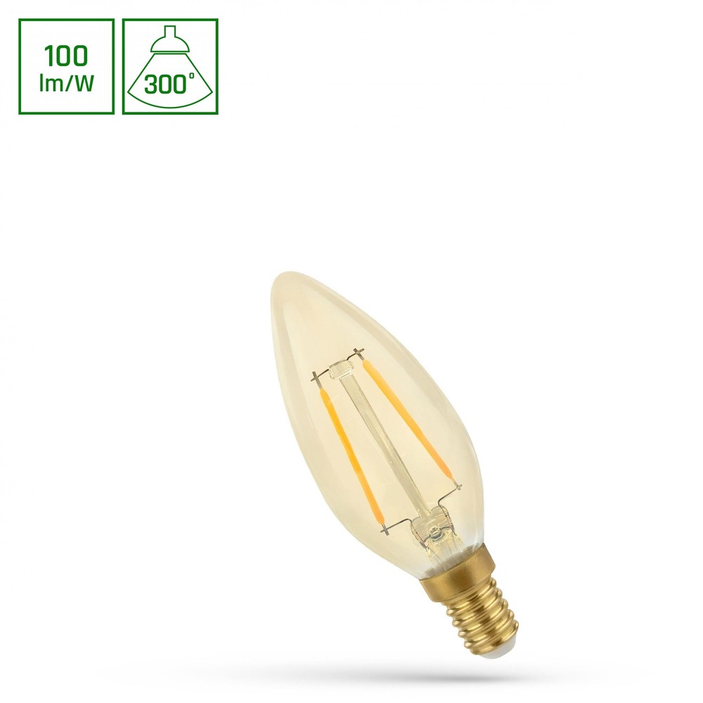 LED C35 E14 5W - 230V, Filament, Varm Hvid, RetroShine, Spectrum - Dæmpbar : Ikke dæmpbar, Kulør : Ekstra varm