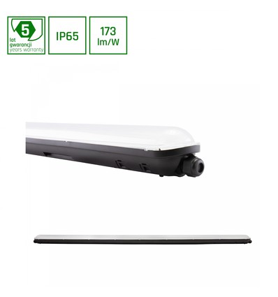 Limea Gigant vandtæt 75W - Neutral hvid, 230V, 120°, IP65, IK10, 1490x72x70mm, sort