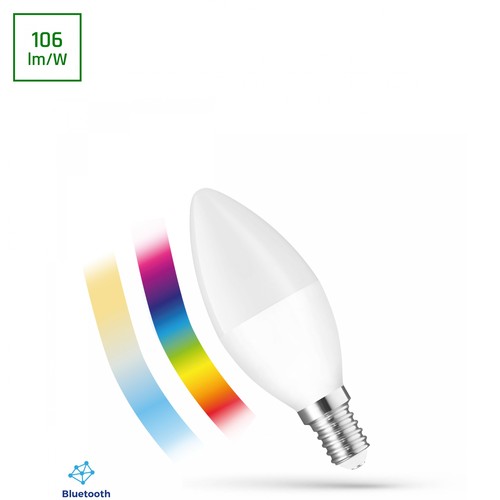 C38 kertepære LED 4,9W E14 - 230V, RGBW+CCT+DIM, Btm, Spectrum, Smart Easy, Smart