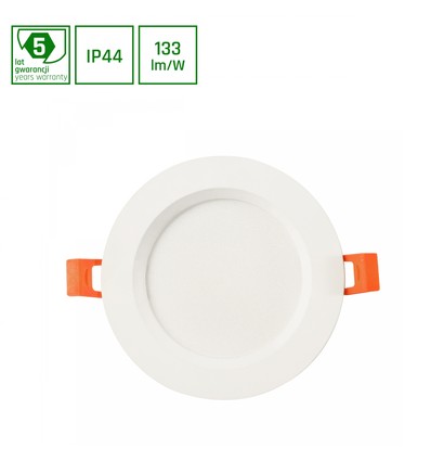 Dure 3 Max Downlight 12W - Varm hvid, 230V, 110°, IP44, IK06, Ø140x30, Hvid, Rund