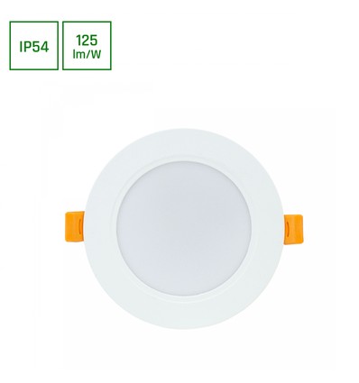 Dure 3 Downlight 8W GU10 - Kold hvid, 230V, 110°, IP54, IK06, 118x31, Hvid, Rundt, Integreret driver