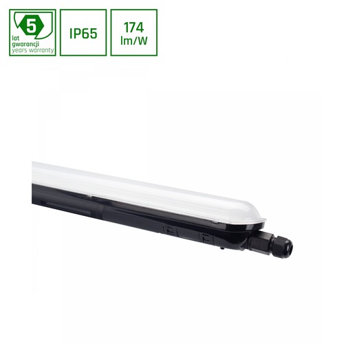 Limea Gigant 38W - vandtæt, 1200mm, neutral hvid, 230V, 120°, IP65, IK10, 1250x72x70mm, sort