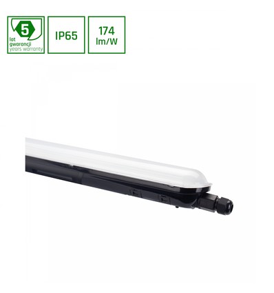 Limea Gigant 38W - vandtæt, 1200mm, neutral hvid, 230V, 120°, IP65, IK10, 1250x72x70mm, sort