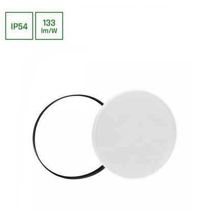 Nækrose 40W Neutral Hvid 230V 115° IP54 Ø485x70 Hvid/Sort Rundt med Sensor