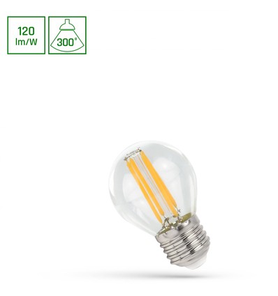 Kugle P45 LED E27 5,5W 230V - Kultråd, Varm Hvid, Klar, Spectrum