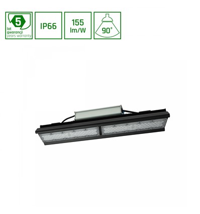 HALLS LINE 100W - Neutral Hvid, 230V, 90°, IP66, IK10, 500x126x95mm, Sort, 0-10V