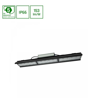 Halls Line 150W - Neutral hvid 230V, 75x140° IP66 IK10, 745x126x95mm, sort, 0-10V.