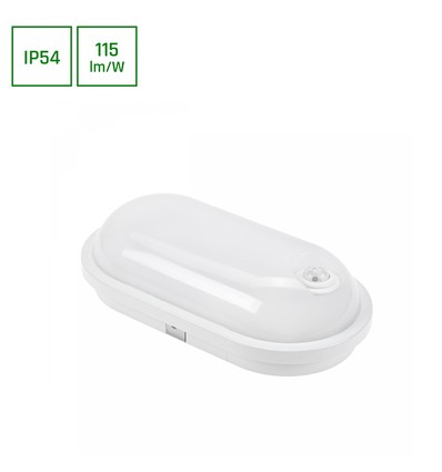 Technic Lampe LED 20W IP54 230V - Oval, Neutral hvid, PIR.