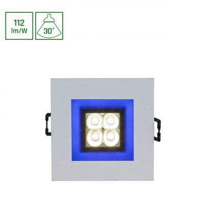 FIALE 4LED 4x1W 30° 230V - Firkantet, Kold hvid, LED, Spot, Blå ramme