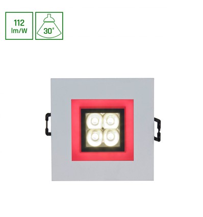 FIALE 4LED 4x1W 30° 230V Firkantet, Kold hvid, LED, Spot, Rød ramme