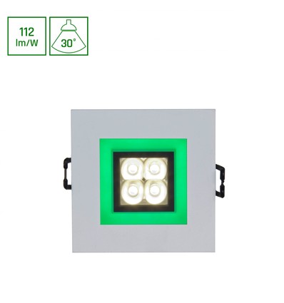 FIALE 4LED 4x1W 30° 230V - Firkantet, Varm hvid, LED, Spot, Grøn ramme