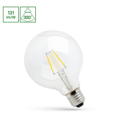 G125 LED 8W E27 - Kultråd, Varm Hvid, Klar, 230V, Spectrum