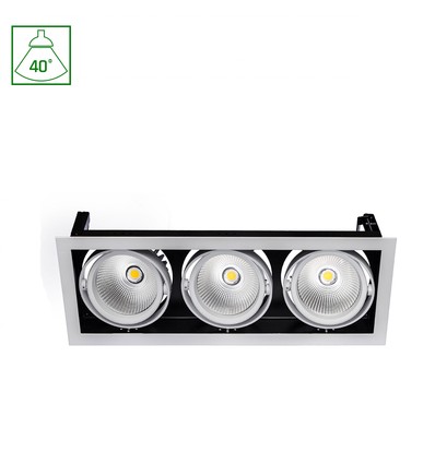 Modern-Dag indbygningsspot 3x1LED COB Citizen 40° 230V 3x27W IP20 varm hvid