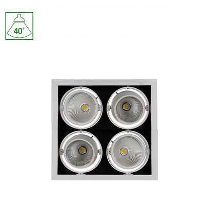 MODERN-DAY Downlight - 4x1LED, COB, Citizen, 40°, 230V, 4x27W, IP20, Varm hvid, Firkantet