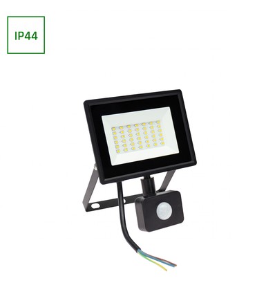 Noctis Lux 3 projektør 30W - kold hvid, 230V, IP44, 150x190x53mm, sort med PIR sensor.