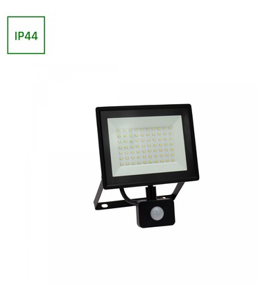 Noctis Lux lyskaster 50W - Varm hvid, 230V, IP44, 180x215x53mm, sort, med PIR sensor