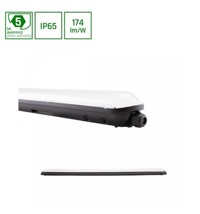 Limea Gigant vandtæt 38W - 1200mm, neutral hvid, 230V, 120°, IP65, IK10, 1190x72x70mm, sort