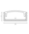 PVC profil 16x7 til LED strip - 2 meter, hvid, inkl. mælkehvidt cover