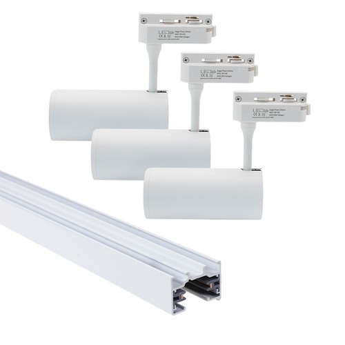 LEDlife SLIM 1,5 meter skinne til skinnespots - Hvid, inklusiv 3 stk. hvide SLIM skinnespot, komplet sæt