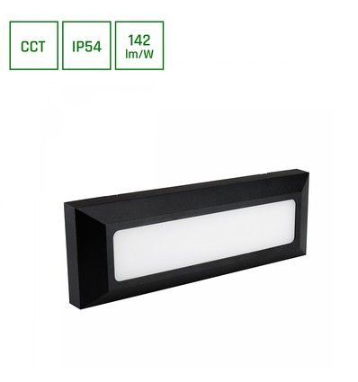 Encanta 6W CCT 230V IP54 230x80x30mm Sort Overflade Facader Lys.