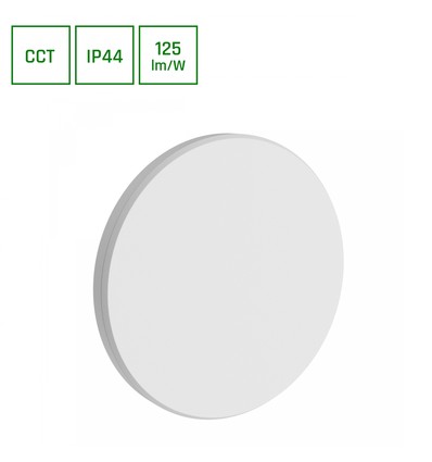 Piatta 9W CCT 230V IP44 120x47mm Hvid Rundt Facadelys