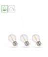 LED Kugle E27 1W - 230V, Kultråd, Varm Hvid, Klar, Spectrum, 3-pak