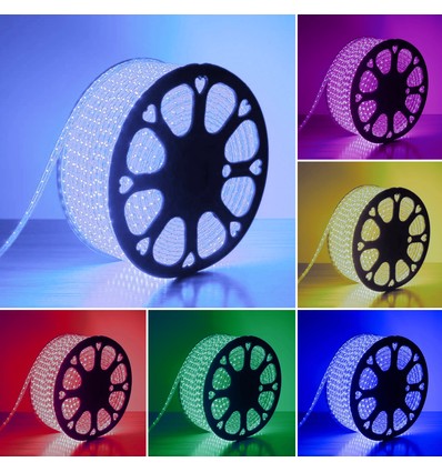 5 meter RGB CLIP-ON vandtæt LED strip - 230V, 60 LED, 9W pr. meter