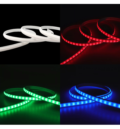 5 meter RGB CLIP-ON vandtæt LED strip - Hvid cover, 230V, 60 LED, 9W pr. meter