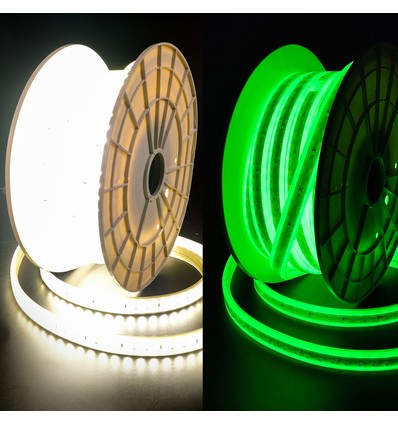 Selvlysende arbejdslys 15m 230V LED strip - IP67, 180 LED/m, 11W/m, 1000 lm/m, 4000K