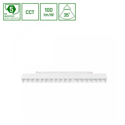 System Shift CCT- Grid M skinne lys 17W - 330x23x42mm, 40°, hvid, CCT switch - Dæmpbar : Ikke dæmpbar, Kulør : CCT (Varm til Kold Hvid)