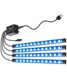 LED Strip til bil - Musikstyring, 4x0,225m, USB-drevet, 20-knaps controller