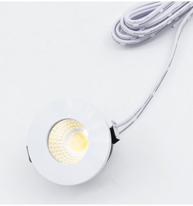 LEDlife Focu38 møbelspot indbygning RA92 - Hul: Ø3,5 cm, Mål: Ø3,8 cm, Mat hvid, 2W, 12V DC