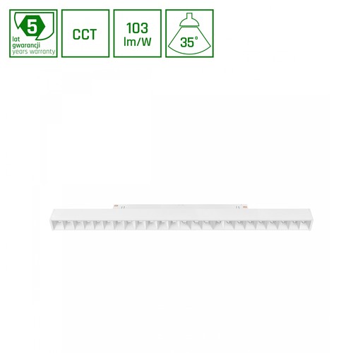 System Shift CCT- Grid L Skinne Lys 22W - 440x23x42mm, 40°, Hvid, CCT Switch.