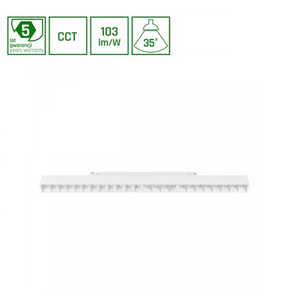 System Shift CCT- Grid L Skinne Lys 22W - 440x23x42mm, 40°, Hvid, CCT Switch.