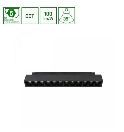 System Shift CCT- Grid S skinne 12W - lys 220x23x42, 40°, sort, CCT switch