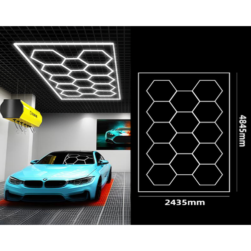 Hexagon LED 14 felter + ramme komplet sæt - 591W, inklusiv strømtilslutning