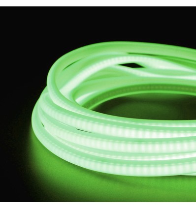 5 m. vandtæt Grøn Neon COB strip - 230V, IP67, 288 LED, 11,5W/m, kan klippes for hver 50cm