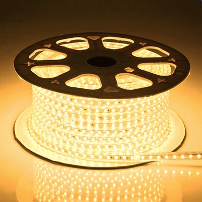 5 m. vandtæt LED strip (Type Q) - 230V, IP67, 120 LED, 6W pr. meter - Kulør : Varm