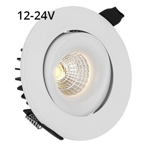 LEDlife 6W indbygningsspot - Hul: Ø7,5 cm, Mål: Ø9,5 cm, RA90, hvid kant, dæmpbar, 12-24V