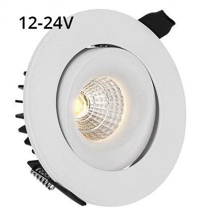 LEDlife 6W indbygningsspot - Hul: Ø7,5 cm, Mål: Ø9 cm, RA90, hvid kant, dæmpbar, 12-24V