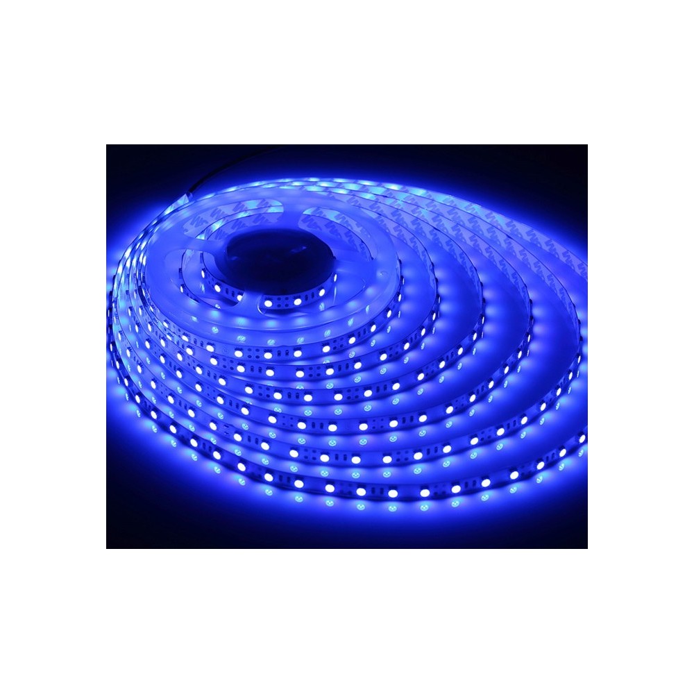 Blå 450 nm 10W/m 24V LED strip - 5m, IP20, 120 LED pr. meter