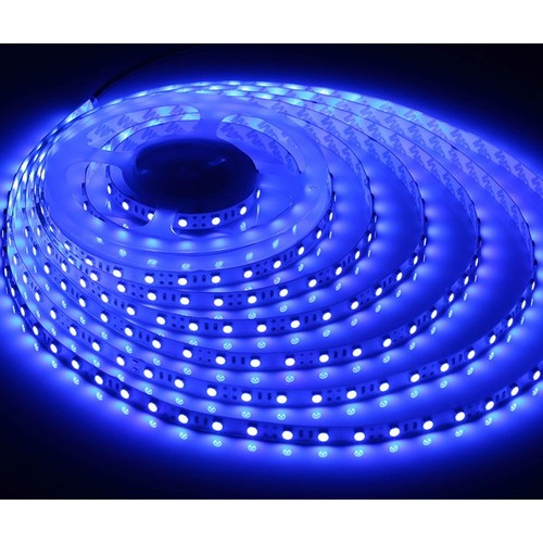 Blå 450 nm 10W/m 24V LED strip - 5m, IP20, 120 LED pr. meter