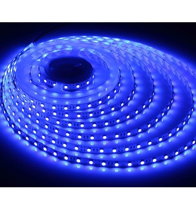 Blå 450 nm 10W/m 24V LED strip - 5m, IP20, 120 LED pr. meter