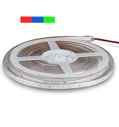 V-Tac 3,6W/m stænktæt LED strip - 5m, 60 LED pr. meter, Farvet lys, Rød/Blå